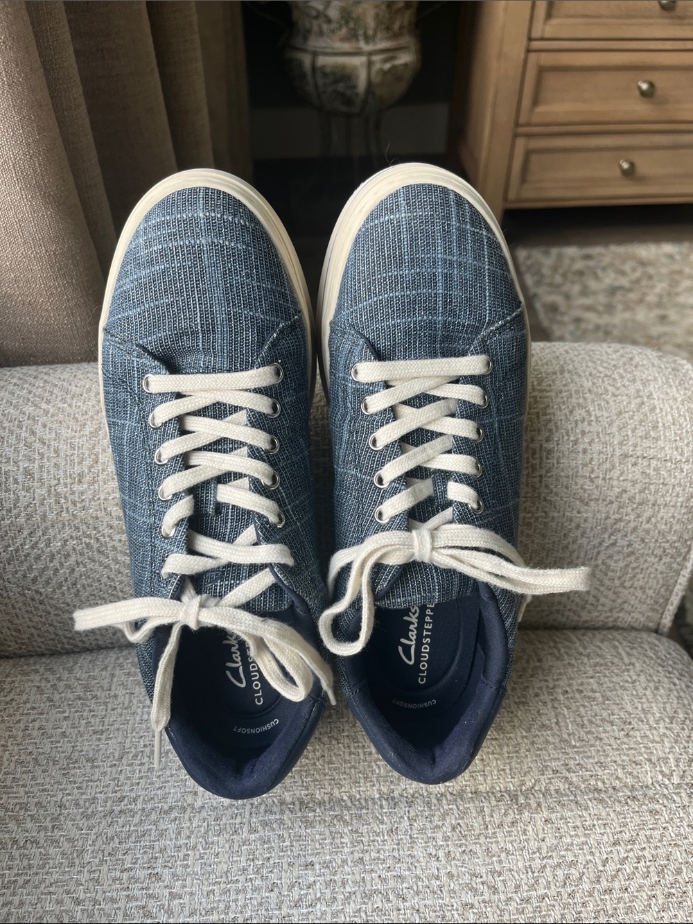 Clarks Women’s Cloudsteppers Platform Sneakers with Cream Laces